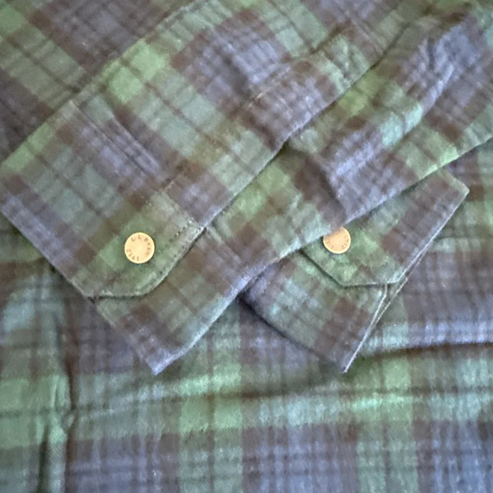 L.L. Bean Scotch Plaid Traditional Fit Flannel  Unisex M Blue/Green Pullover